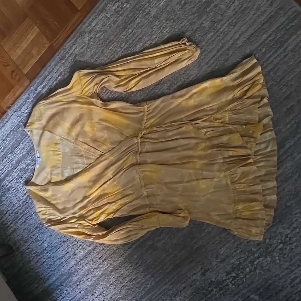MARIGOLD FLORAL WRAP BEACH COVER UP MINI DRESS